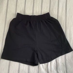 Black casual workout shorts.